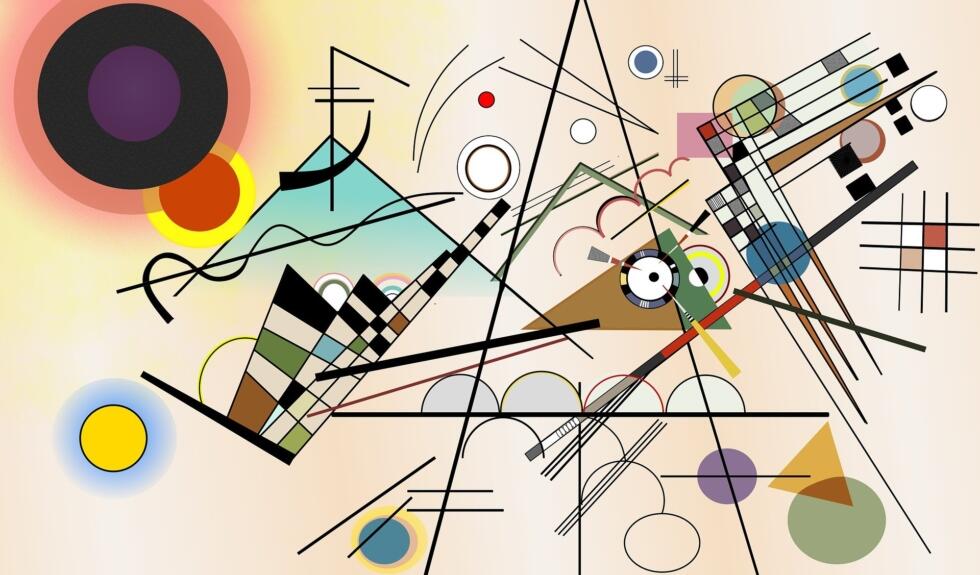iç içe geçmiş geometrik şekiller içeren bir tablo