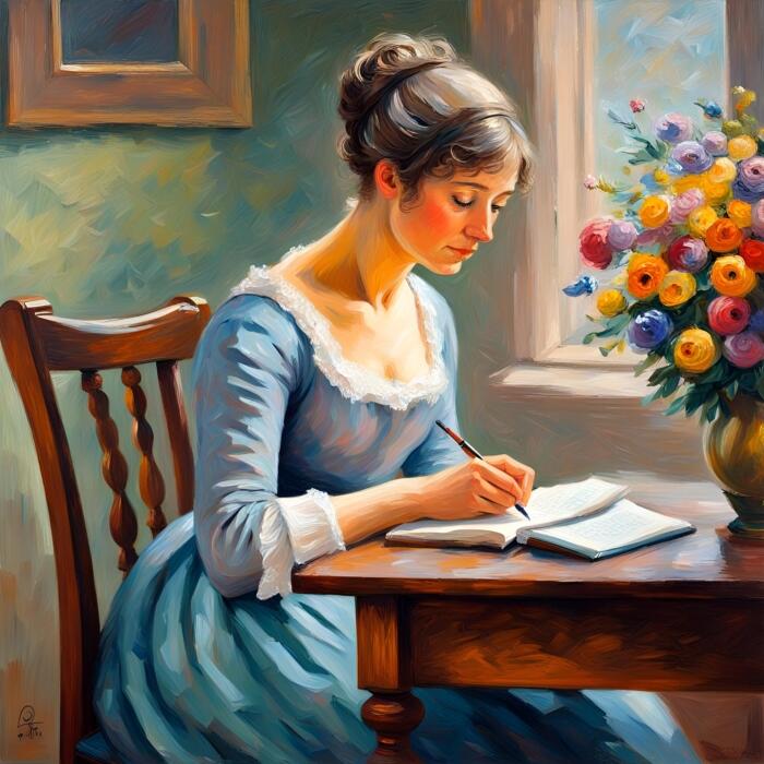 Jane Austen'in yağlı boya çizimi